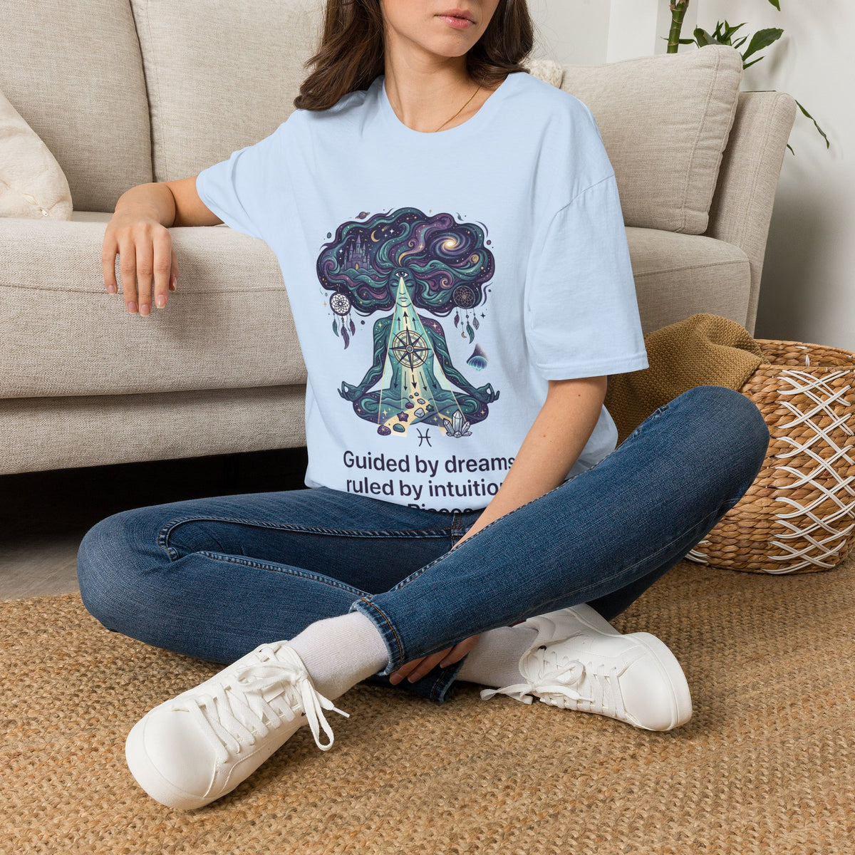 Dreamy Meditation T-Shirt — 'Guided by dreams, ruled by intuition' Spiritual Art Tee