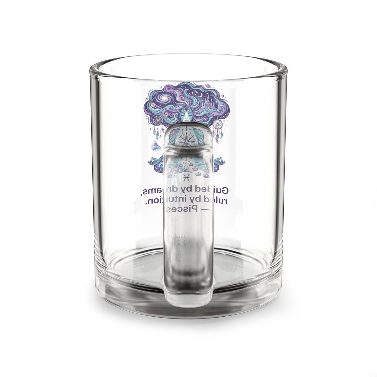 Pisces Glass Mug – Guided by Dreams, Led by Intuition Zodiac Coffee Cup (10 oz)