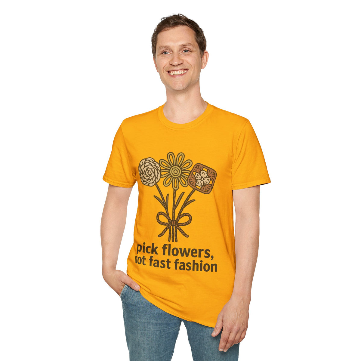 "Pick Flowers Not Fast Fashion" Eco Tee | Botanical Sustainable T-Shirt - Trending Now - September 2026