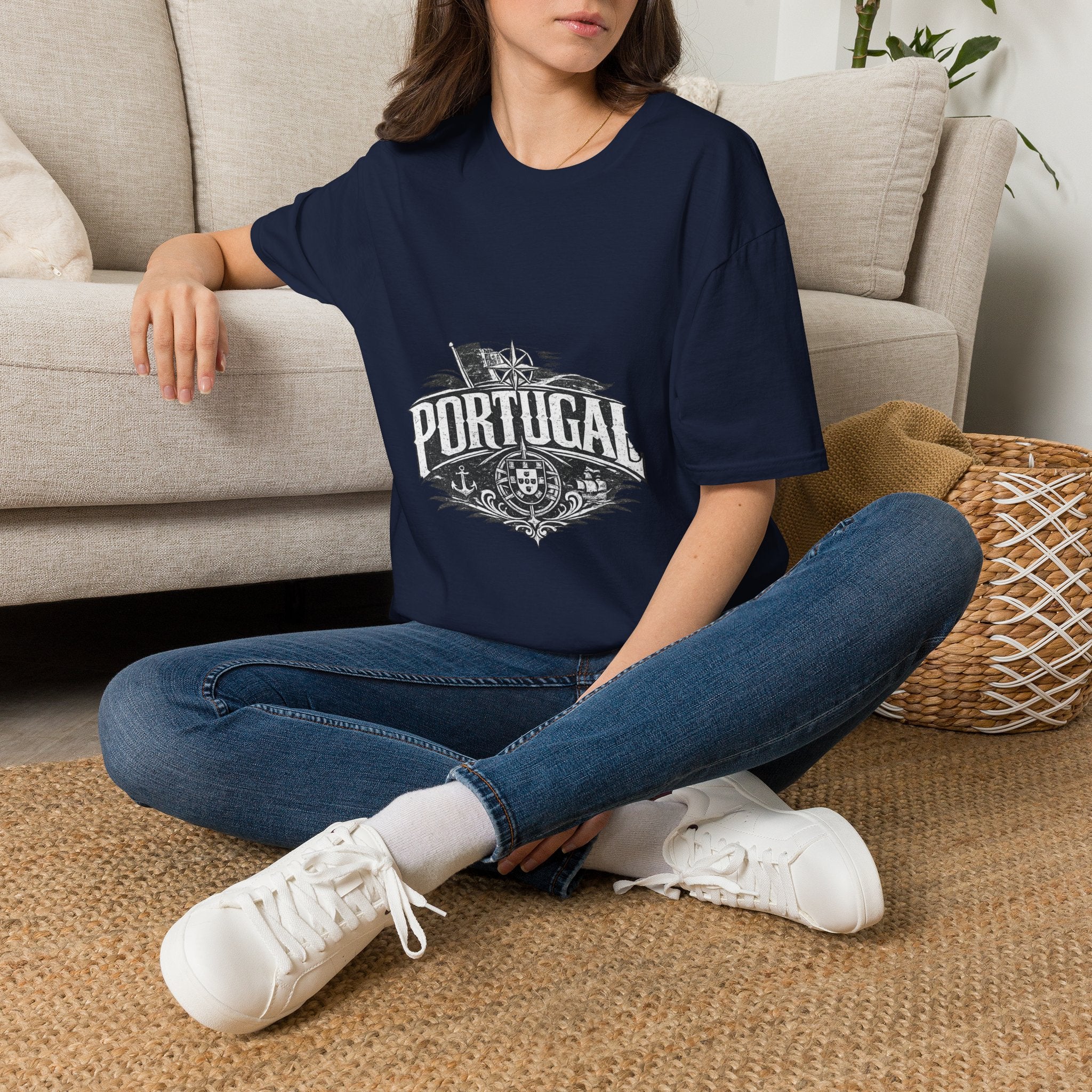 Portugal Vintage Compass T-Shirt — Nautical Travel Souvenir