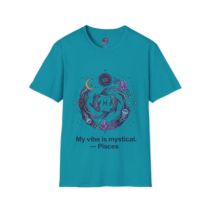 Pisces Mystic Vibes T-Shirt — Astrology Zodiac Tee with 'My vibe is mystical'