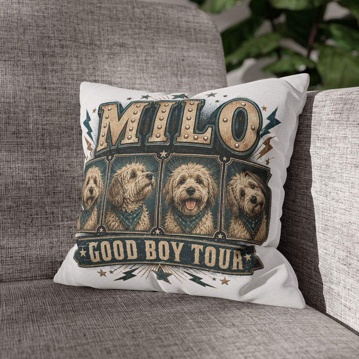 Milo "Good Boy Tour" Dog Photo Throw Pillowcase Milo Bailey Dog Dad Mom