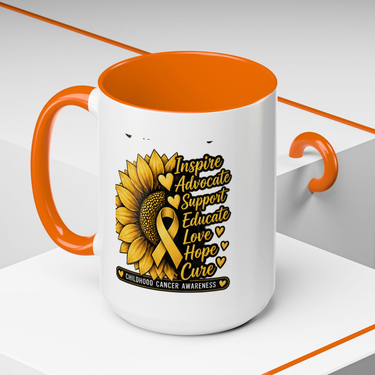 Childhood Cancer Awareness Sunflower Accent Coffee Mug (11/15oz)