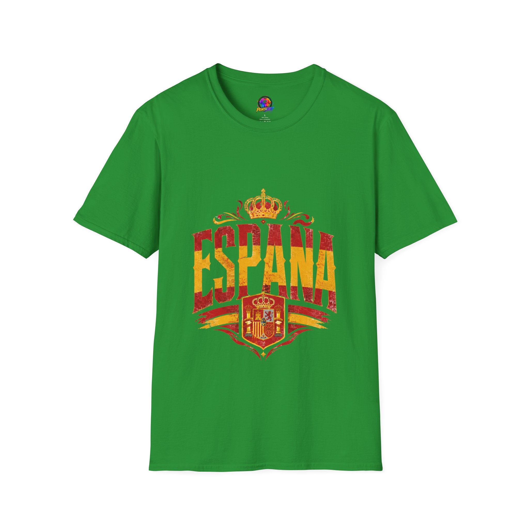 Spain Crown Graphic T-Shirt — Spanish Flag Vintage Crest Tee