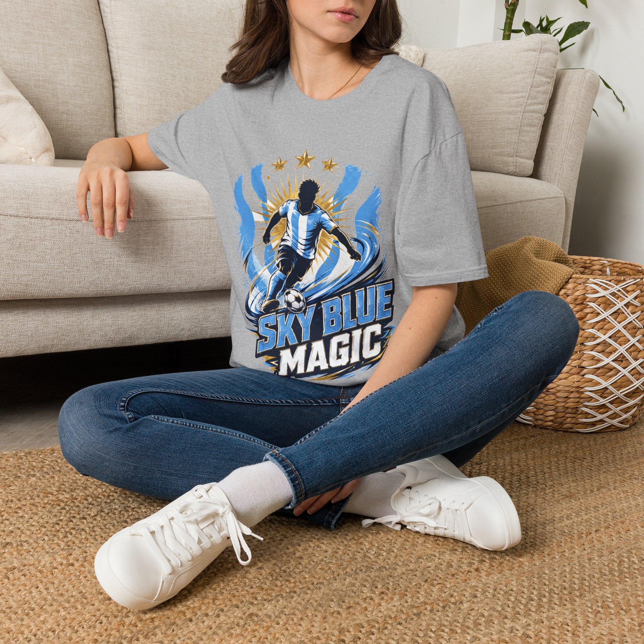 Argentina Sky Blue Magic Soccer T-Shirt — Argentinian Football Player Graphic Tee