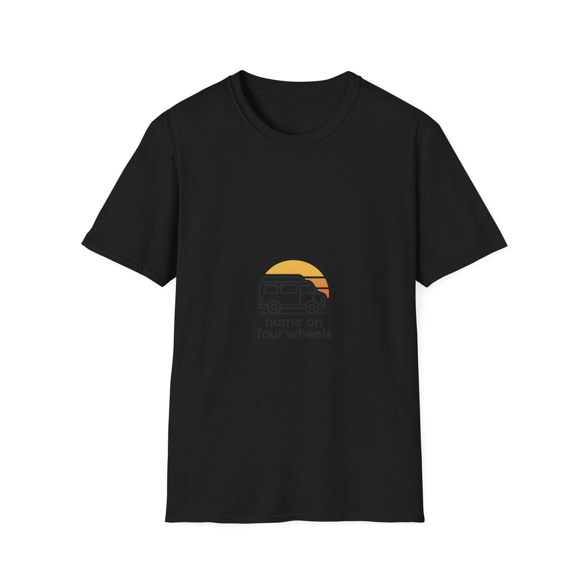 Home on Four Wheels Retro Vanlife Tee - Minimalist Camper Sunset Graphic T-Shirt - Trending Now - September 2026