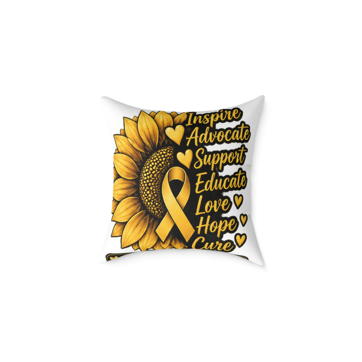 Childhood Cancer Sunflower Awareness Pillow — Inspire Advocate Support Educate Love Hope Cure