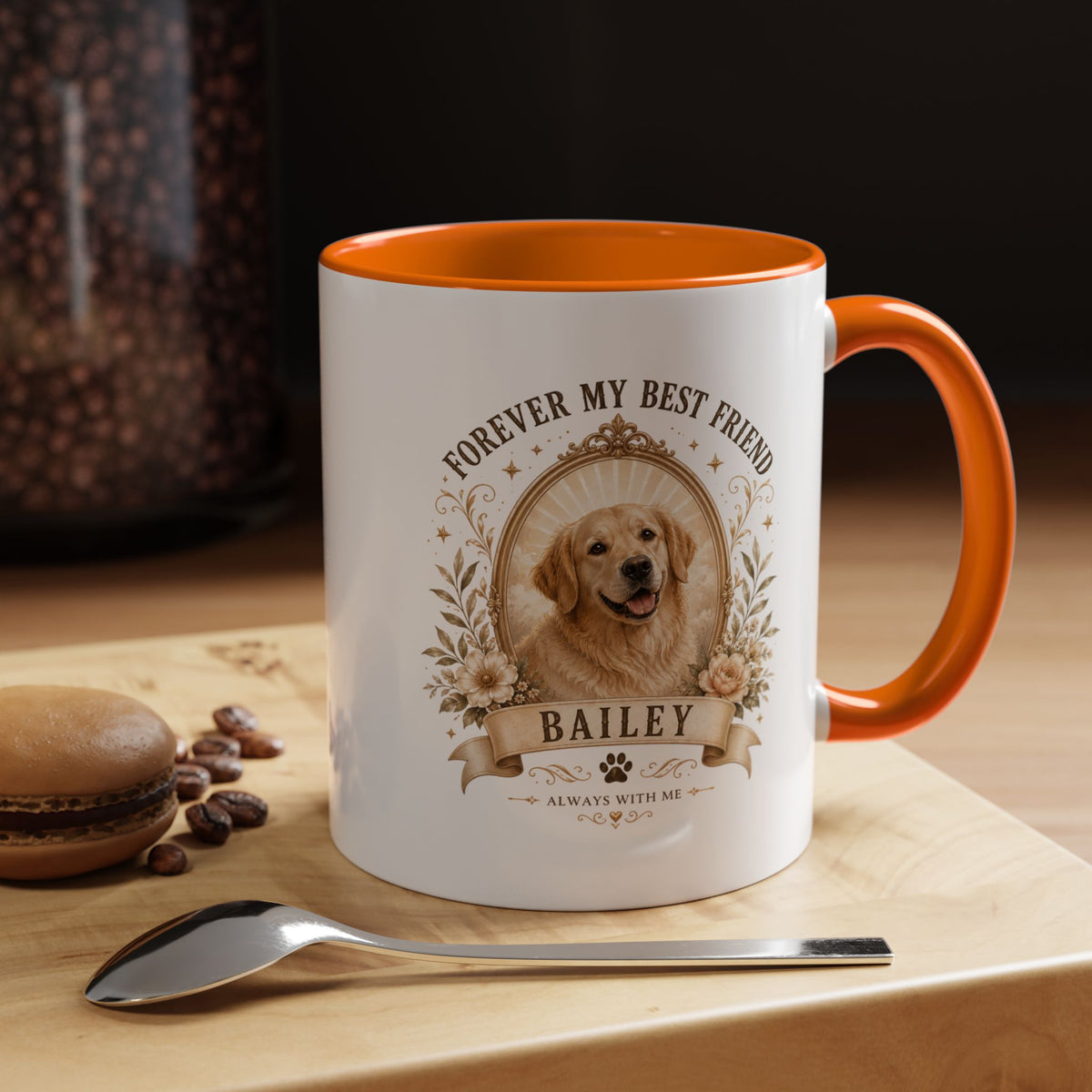 Milo Bailey Dog Dad Mom Personalized Dog Coffee Mug – "Forever My Best Friend" Golden Retriever Memorial Accent Mug