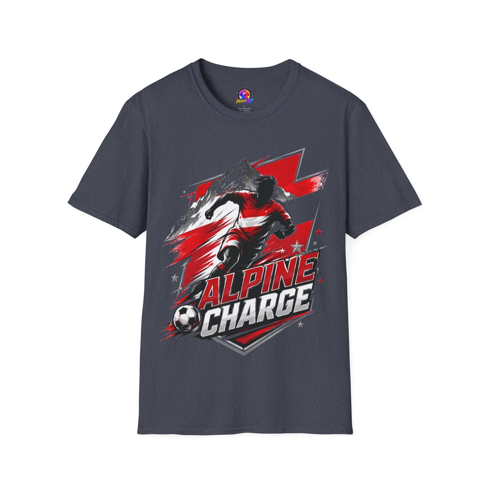 Austria  Alpine Charge Soccer T-Shirt — Mountain Football Graphic Tee -
