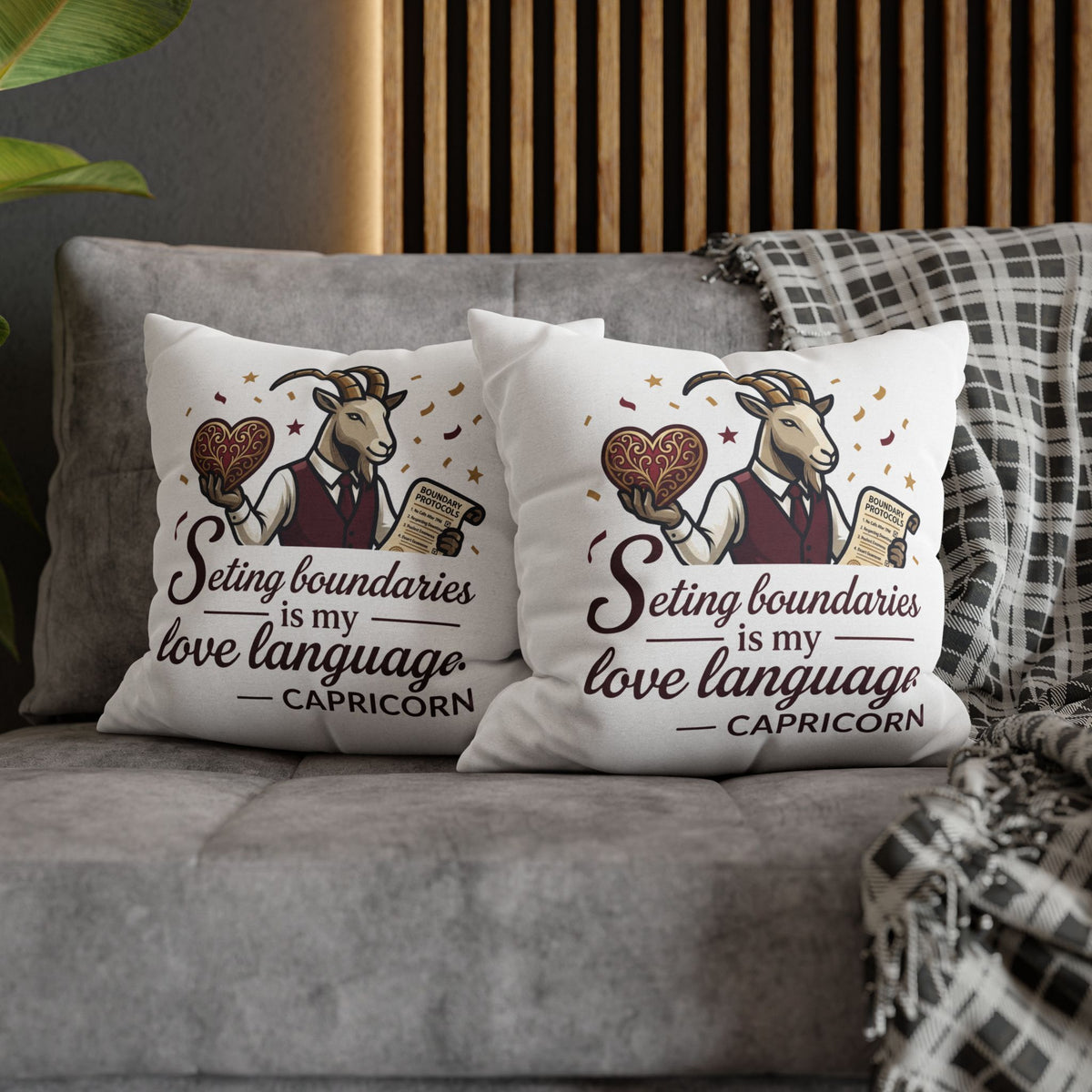 Capricorn Pillowcase - "Setting Boundaries Is My Love Language" Zodiac Throw Pillowcase