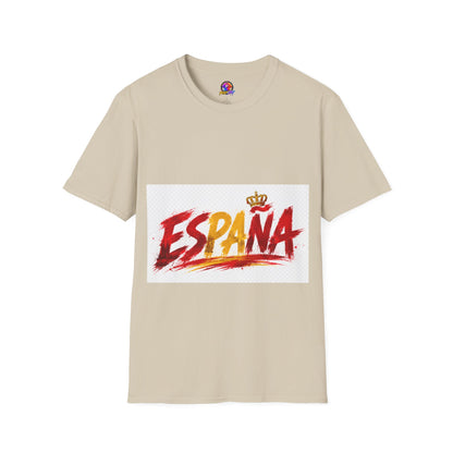 Spain  Graphic T-Shirt — Spanish Flag Brushstroke Design with Crown