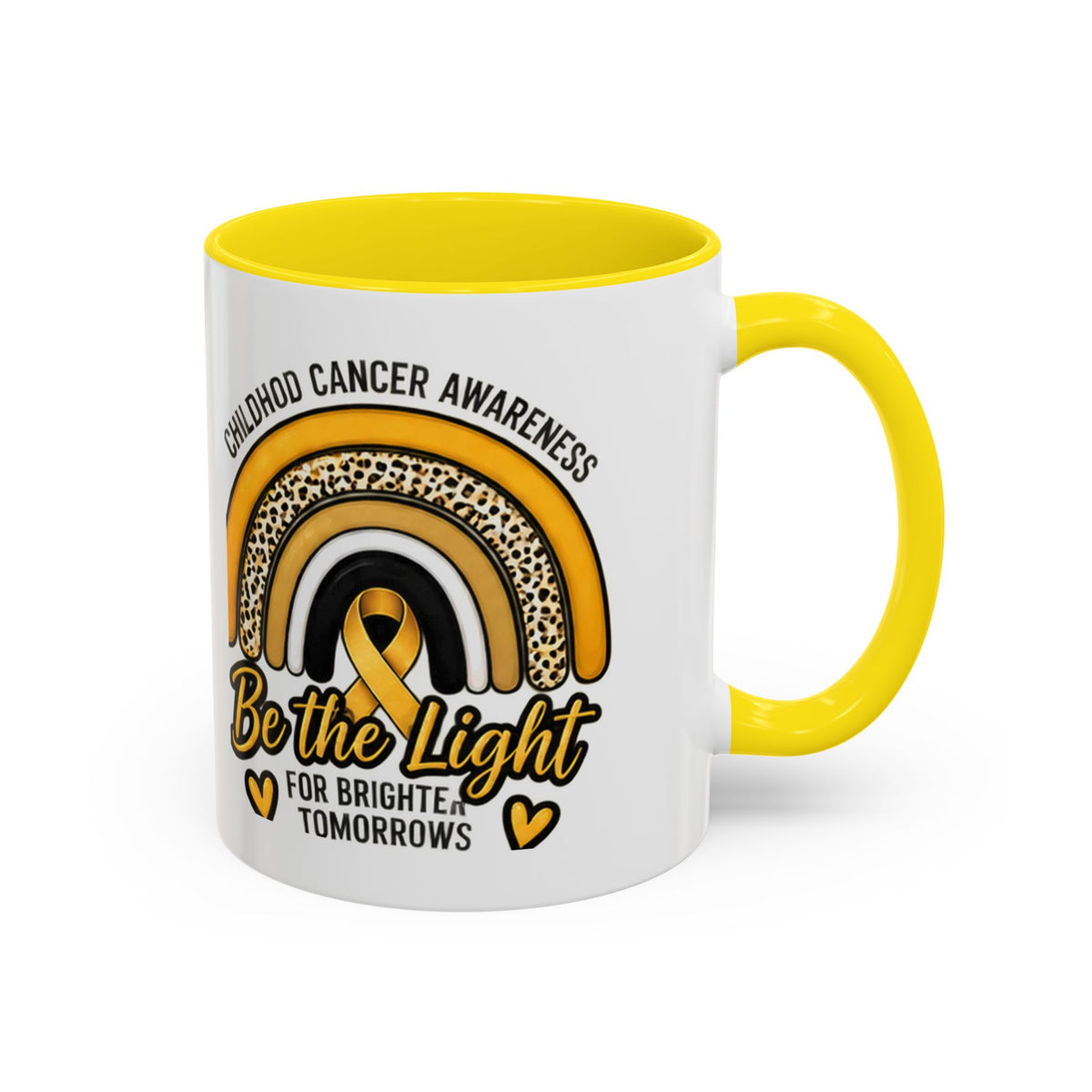 Childhood Cancer Awareness Accent Coffee Mug — "Be the Light" 11/15oz