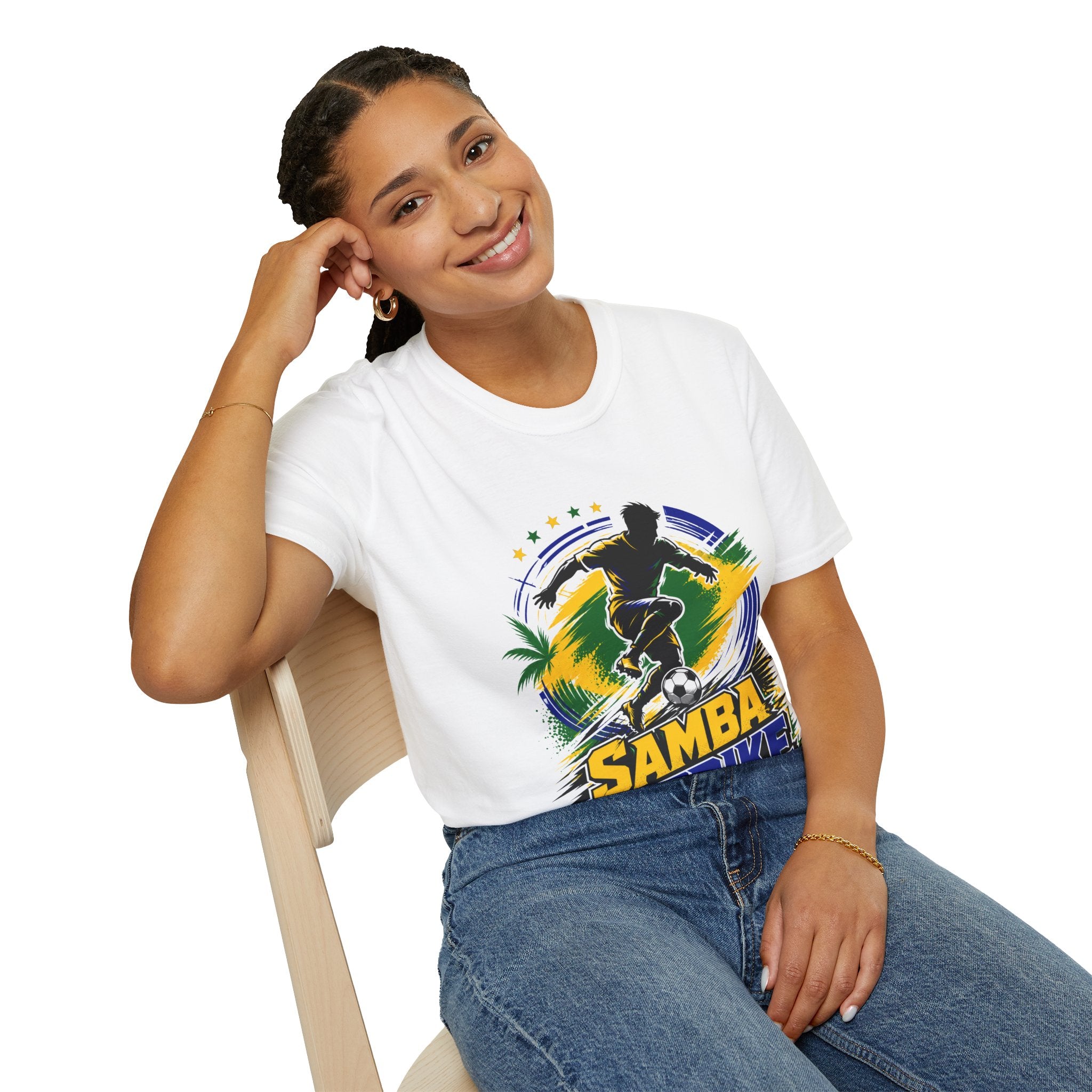 Brazil  Samba Strike Soccer T-Shirt — Brazilian Football Player Graphic Tee