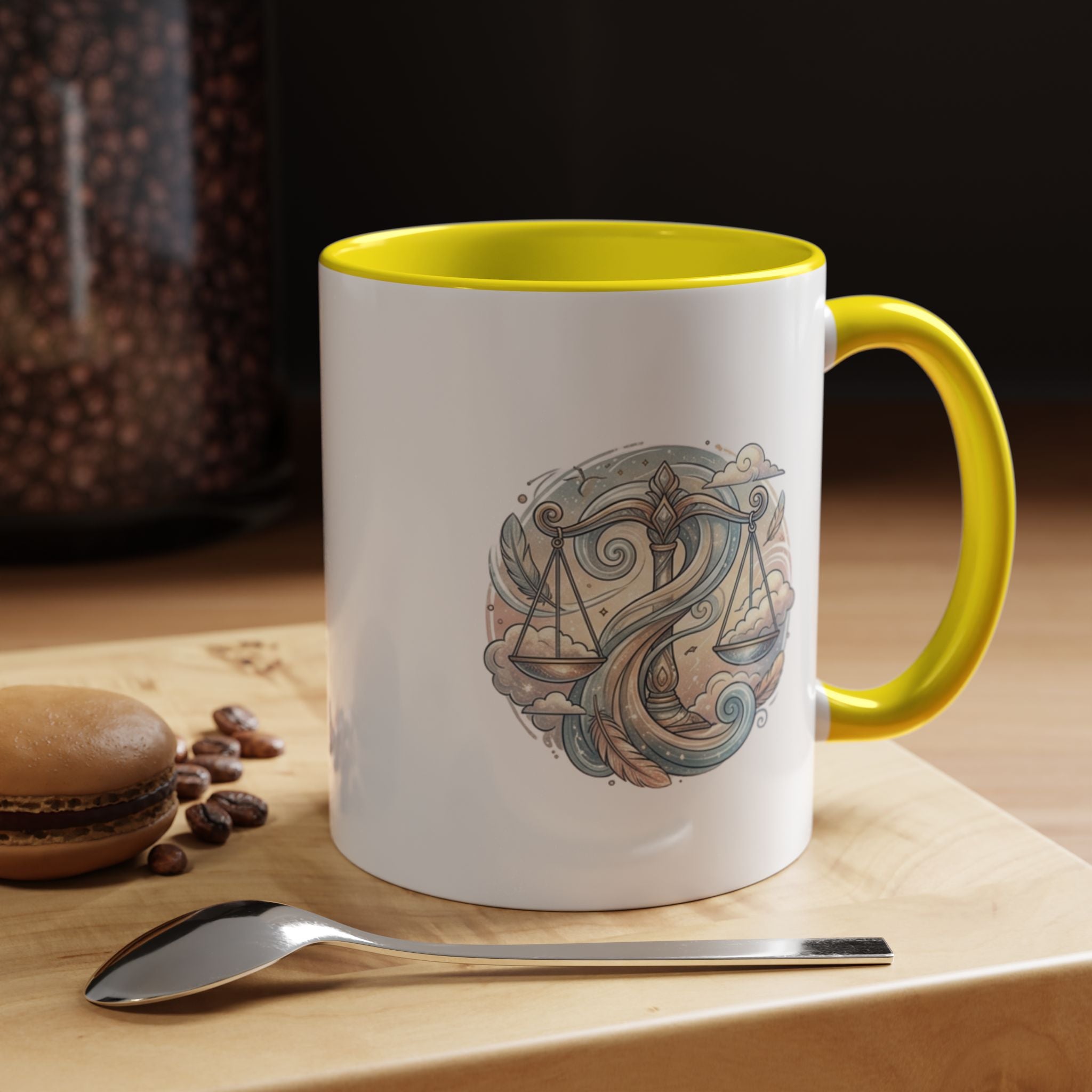 Libra Zodiac Coffee Mug — Balance Scales Astrological Accent Mug