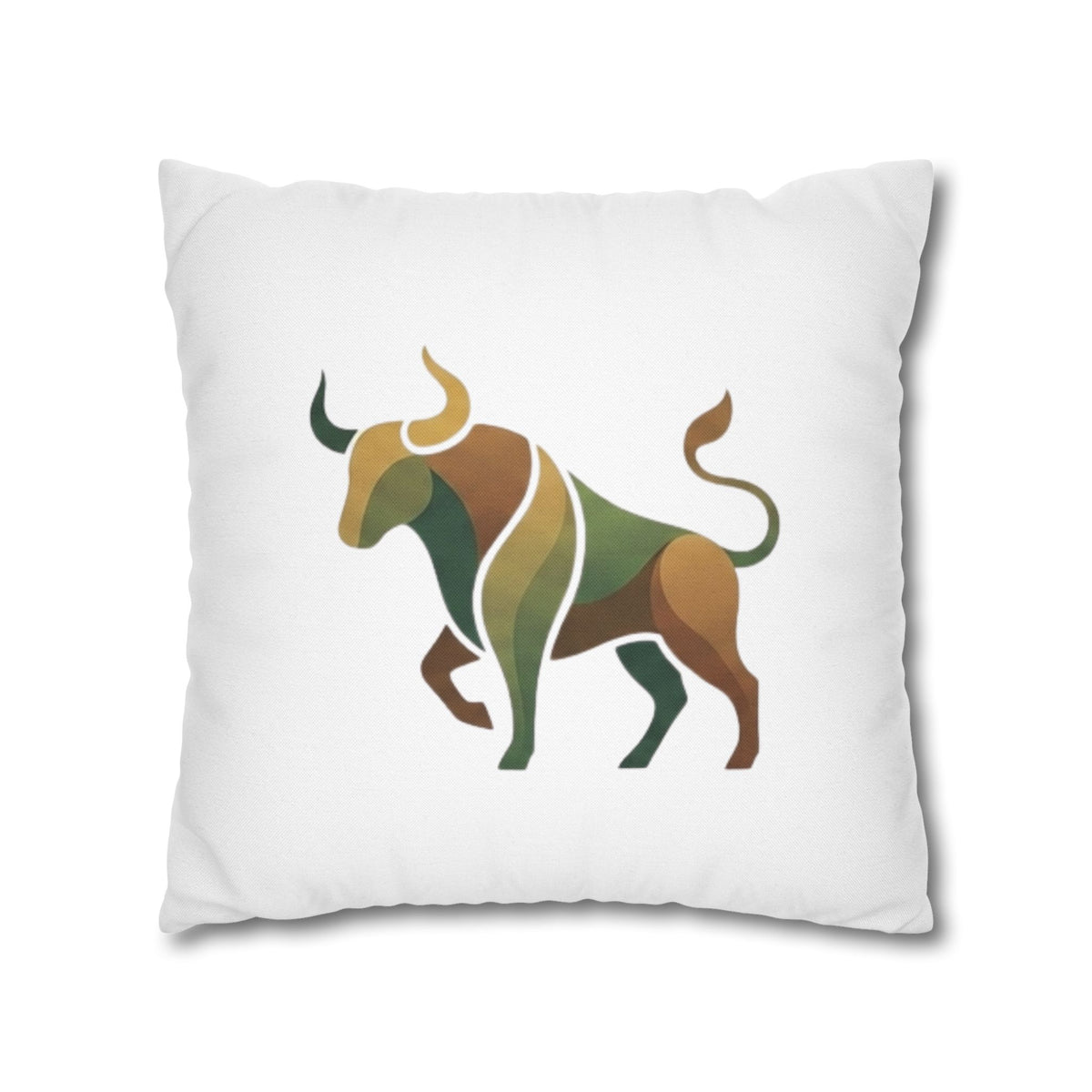 Taurus Geometric Bull Throw Pillowcase – Earth Tone Taurus Home Decor