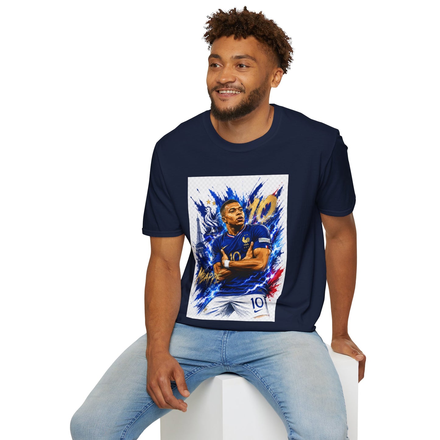 France Mbappé Soccer T-Shirt — #10 Blue Action Portrait Tee