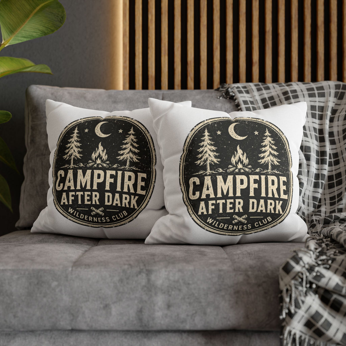 Campfire After Dark Decorative Pillowcase Milo Bailey Dog Dad Mom — Wilderness Camping Accent