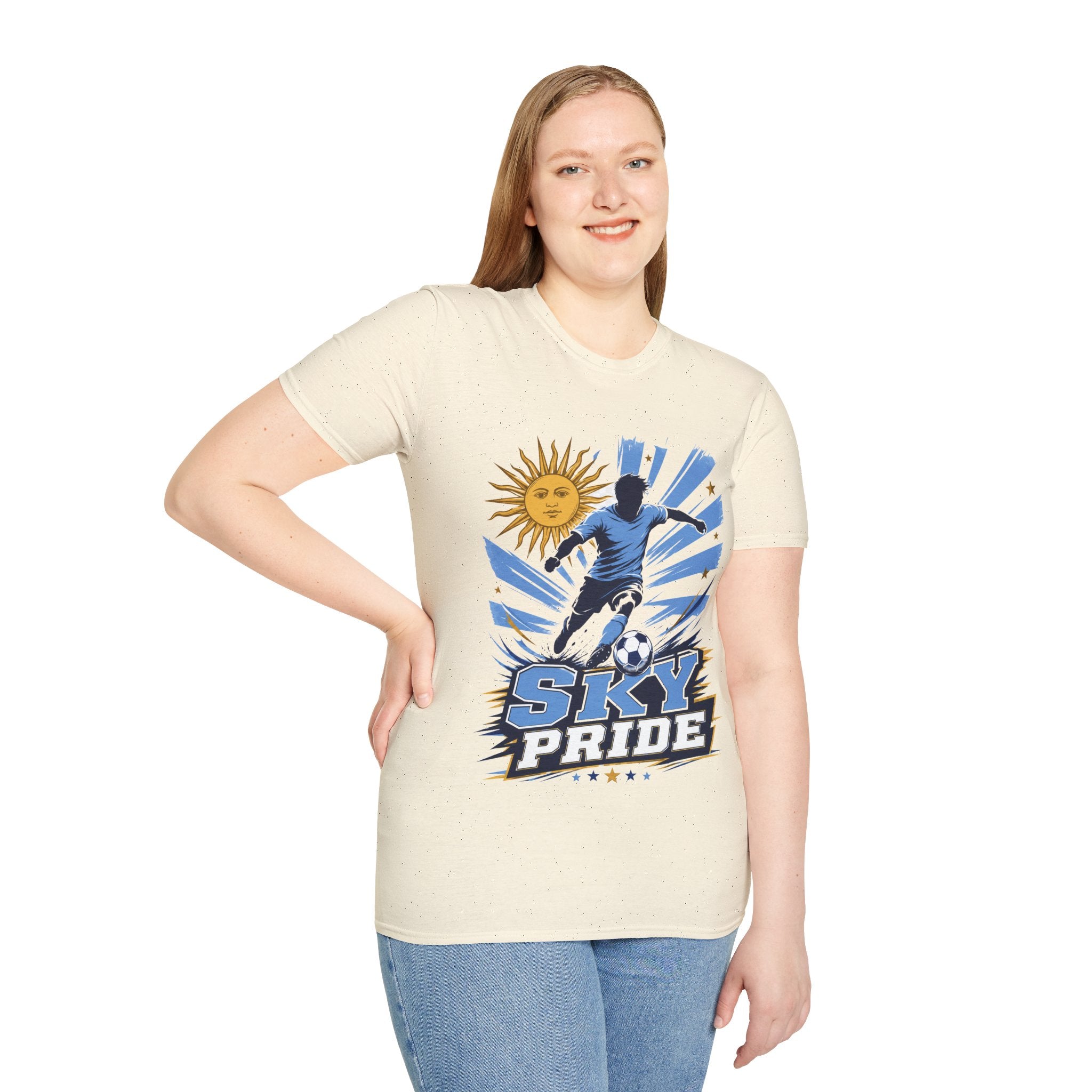 Uruguay Soccer Sky Pride T-Shirt — Argentina Sun Football Graphic Tee