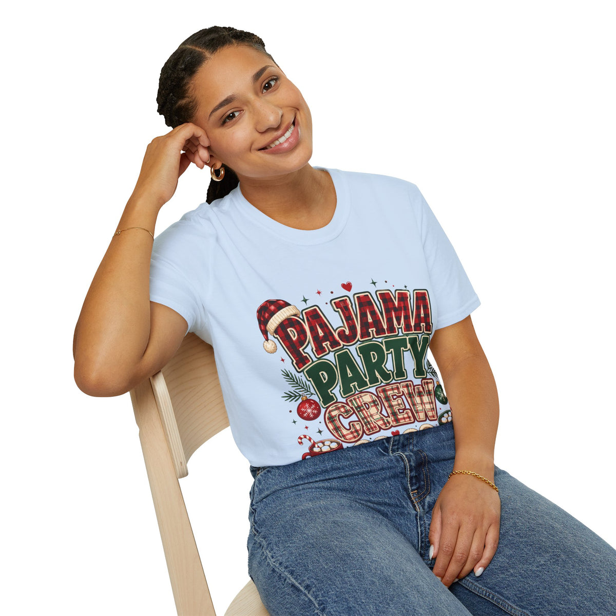 Pajama Party Crew T‑Shirt — Festive Christmas Lounge Tee