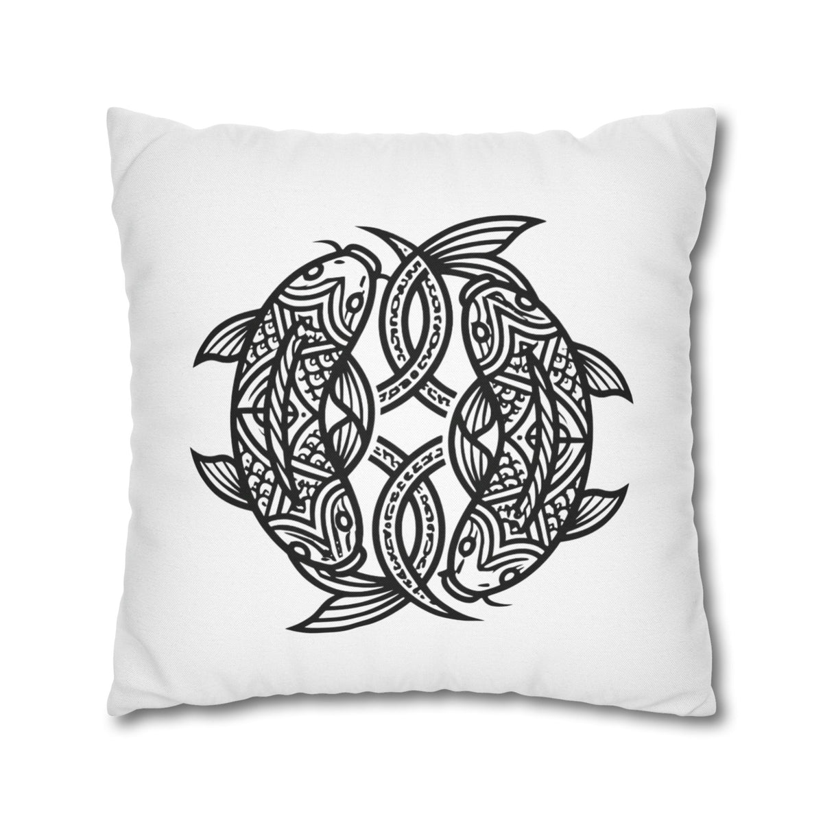 Pisces Celtic Koi Fish Decorative Pillowcase — Tribal Circle Fish Throw Pillow
