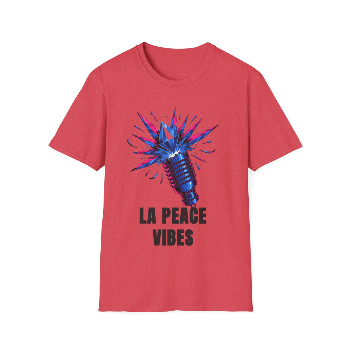 La Peace Vibes Microphone T-Shirt - Retro Pop Art Graphic Tee - Trending Now - September 2026