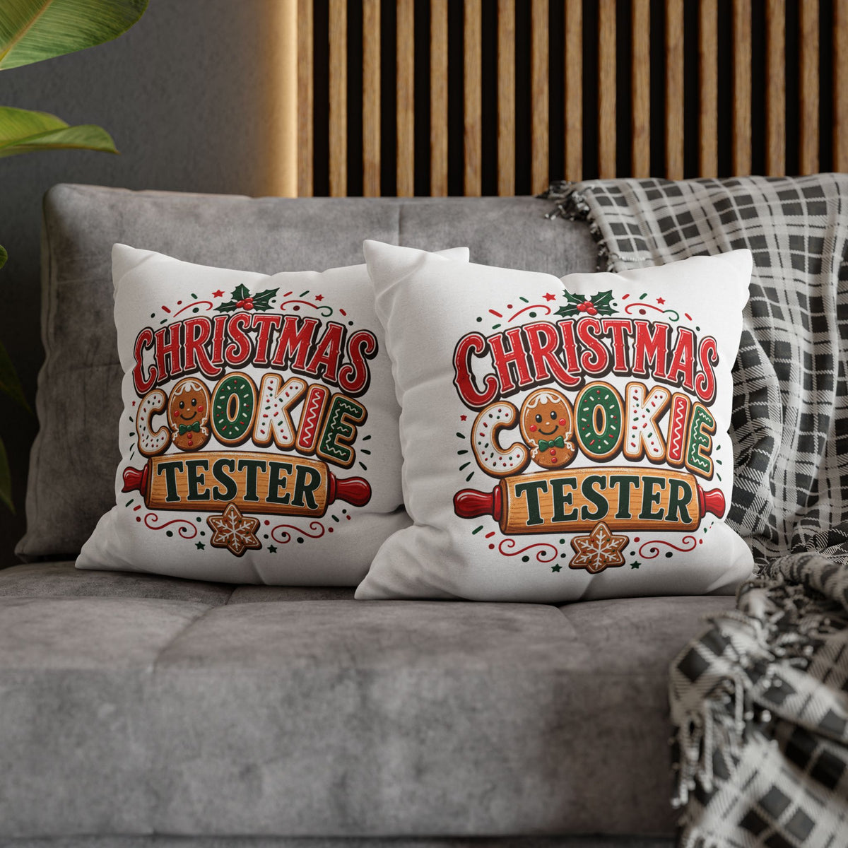 Christmas Cookie Tester Pillowcase — Holiday Decorative Throw Pillow Cover