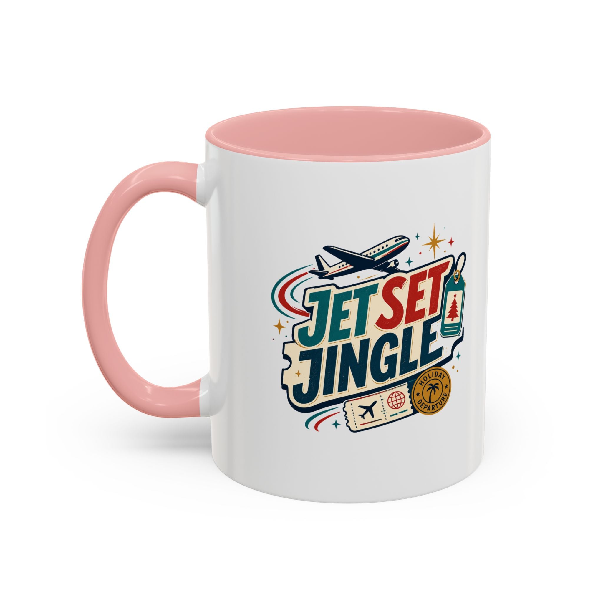 Modern Day Christmas Jet Set Jingle Coffee Mug — Holiday Travel Themed Accent Mug