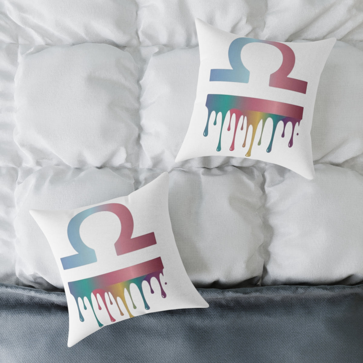 Libra Zodiac Dripping Astrological Square Poly Canvas Pillow