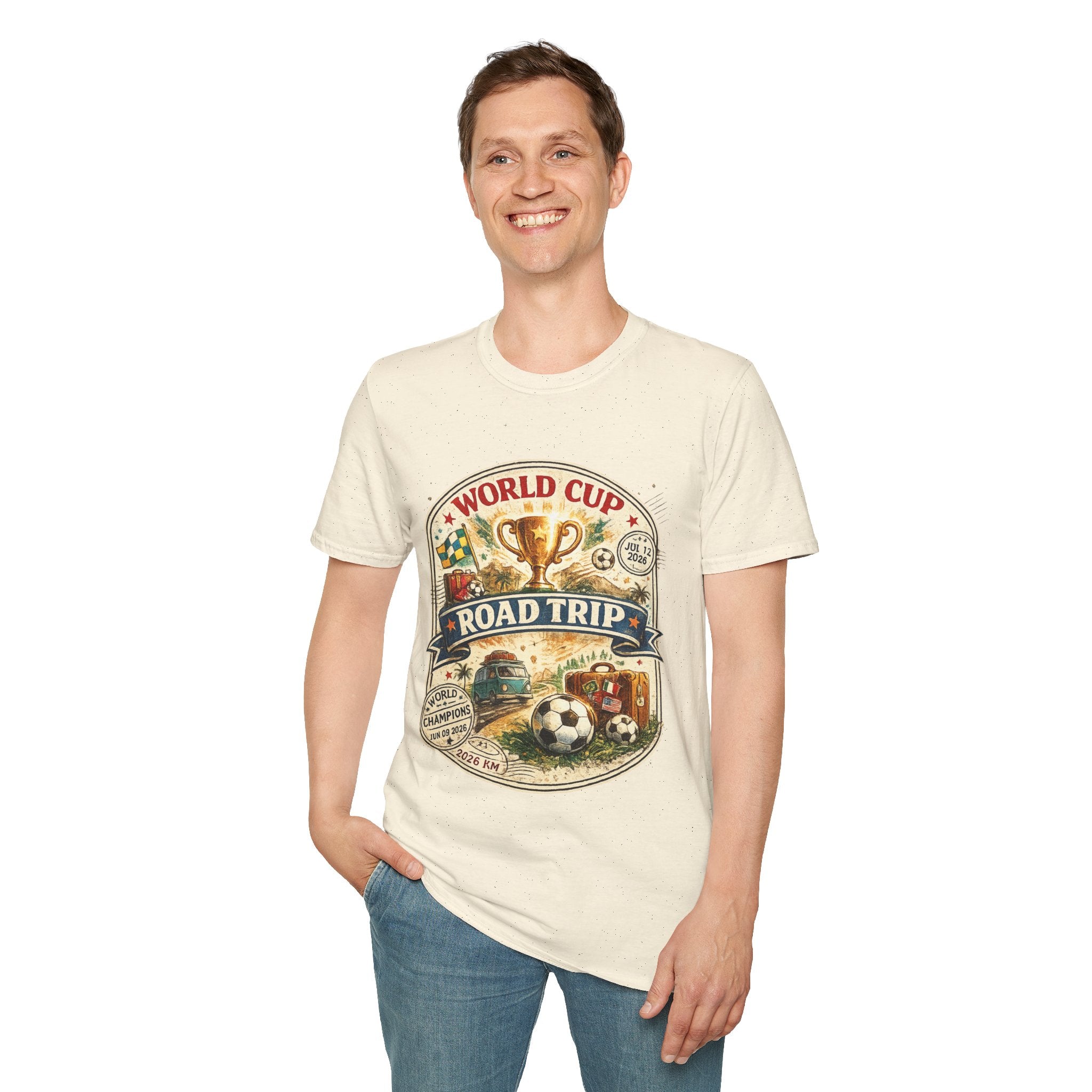 World Cup Road Trip T-Shirt — Vintage Soccer Trophy Design