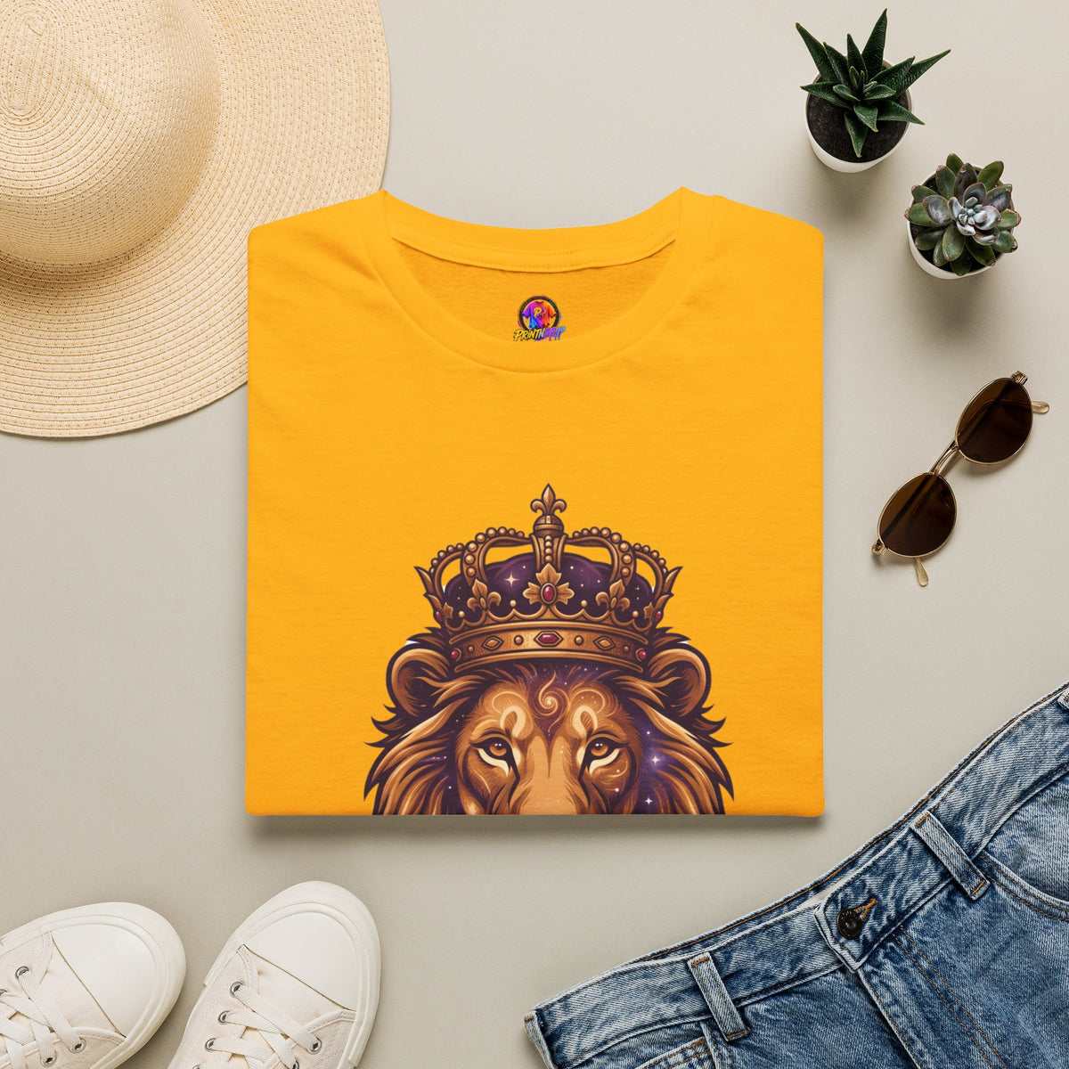 Leo Zodiac Lion T-Shirt — "Born with a Crown in My Soul" Zodiac Graphic Tee