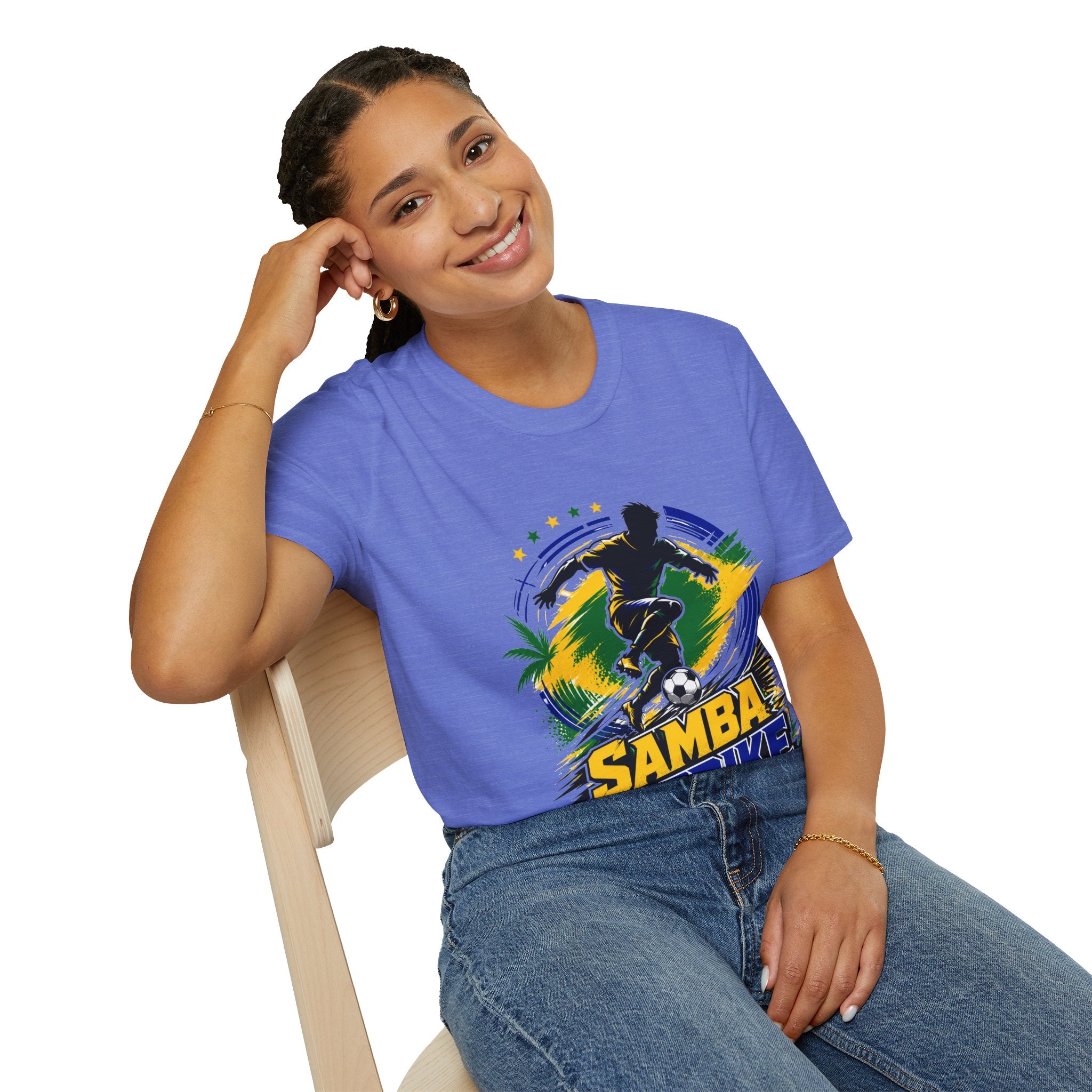 Brazil  Samba Strike Soccer T-Shirt — Brazilian Football Player Graphic Tee