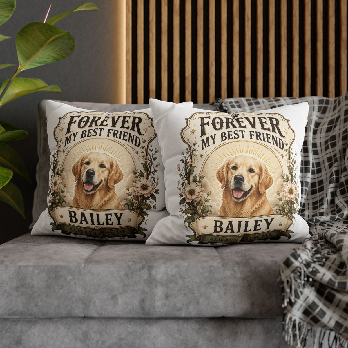 Forever My Best Friend Golden Retriever Milo Bailey Dog Dad Mom Pillowcase – Personalized Dog Memorial Cushion Cover
