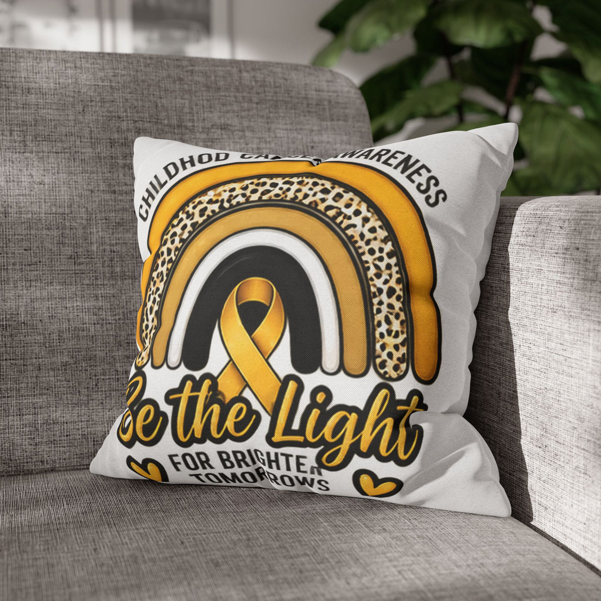 Childhood Cancer Awareness “Be the Light” Square Pillowcase