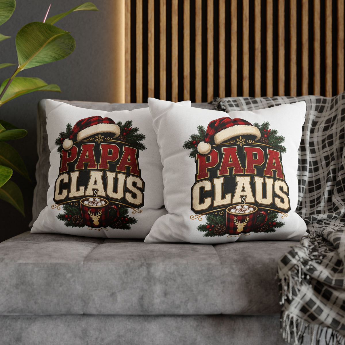 Christmas Papa Claus Holiday Pillowcase — Festive Christmas Cushion Cover for Dad