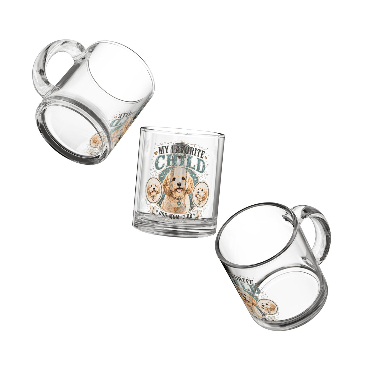 Milo Bailey Dog Dad Mom  Glass Mug 10 oz Glass Mug — "My Favorite Child" Dog Mom Club 10oz
