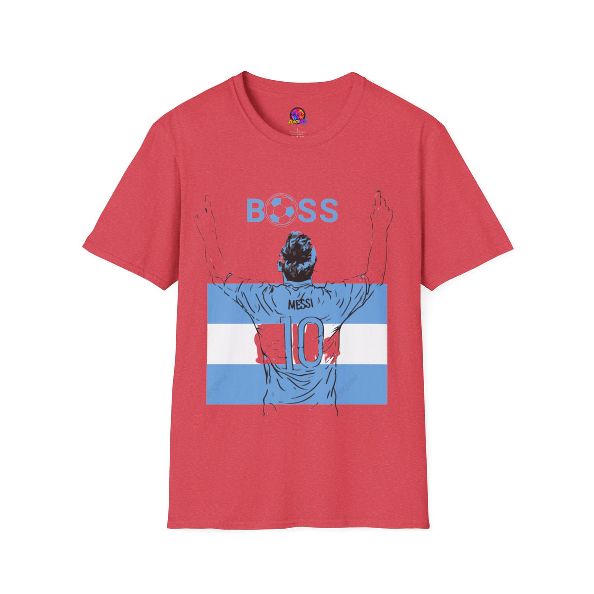 Soccer Boss T‑Shirt — 'BOSS' Striped Football Player Graphic Tee