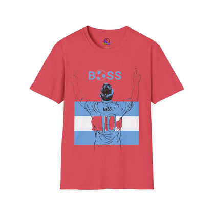 Soccer Boss T‑Shirt — 'BOSS' Striped Football Player Graphic Tee