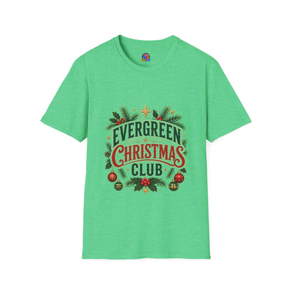 Evergreen Christmas Club T-Shirt — Vintage Holiday Pine & Ornaments Tee