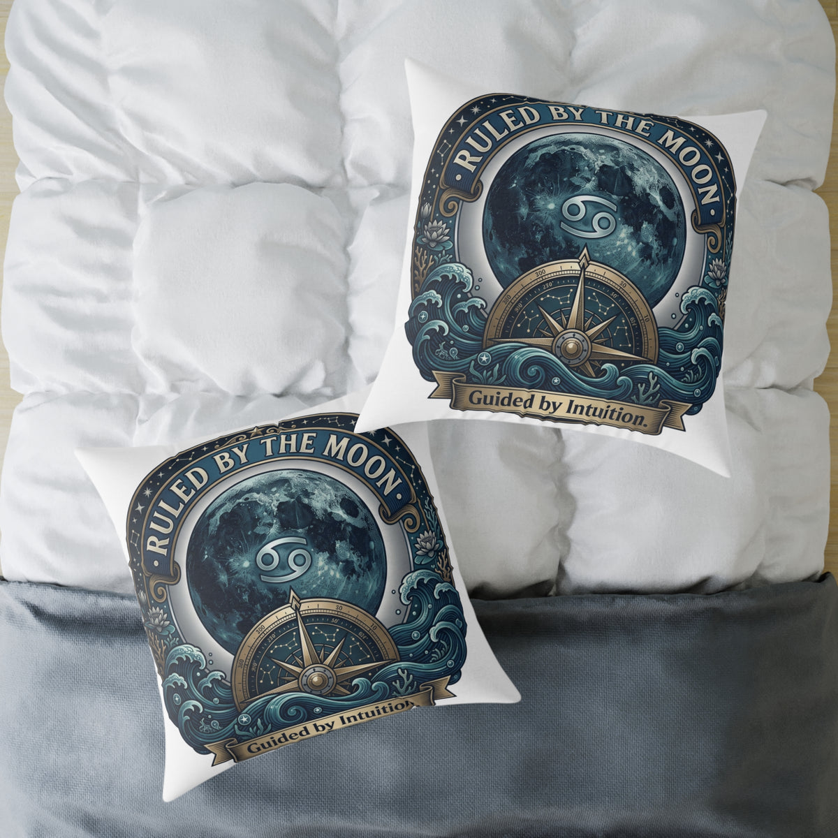 Cancer Zodiac Pillow Ruled By The Moon, Guided By Intuition Square Poly Canvas Pillow