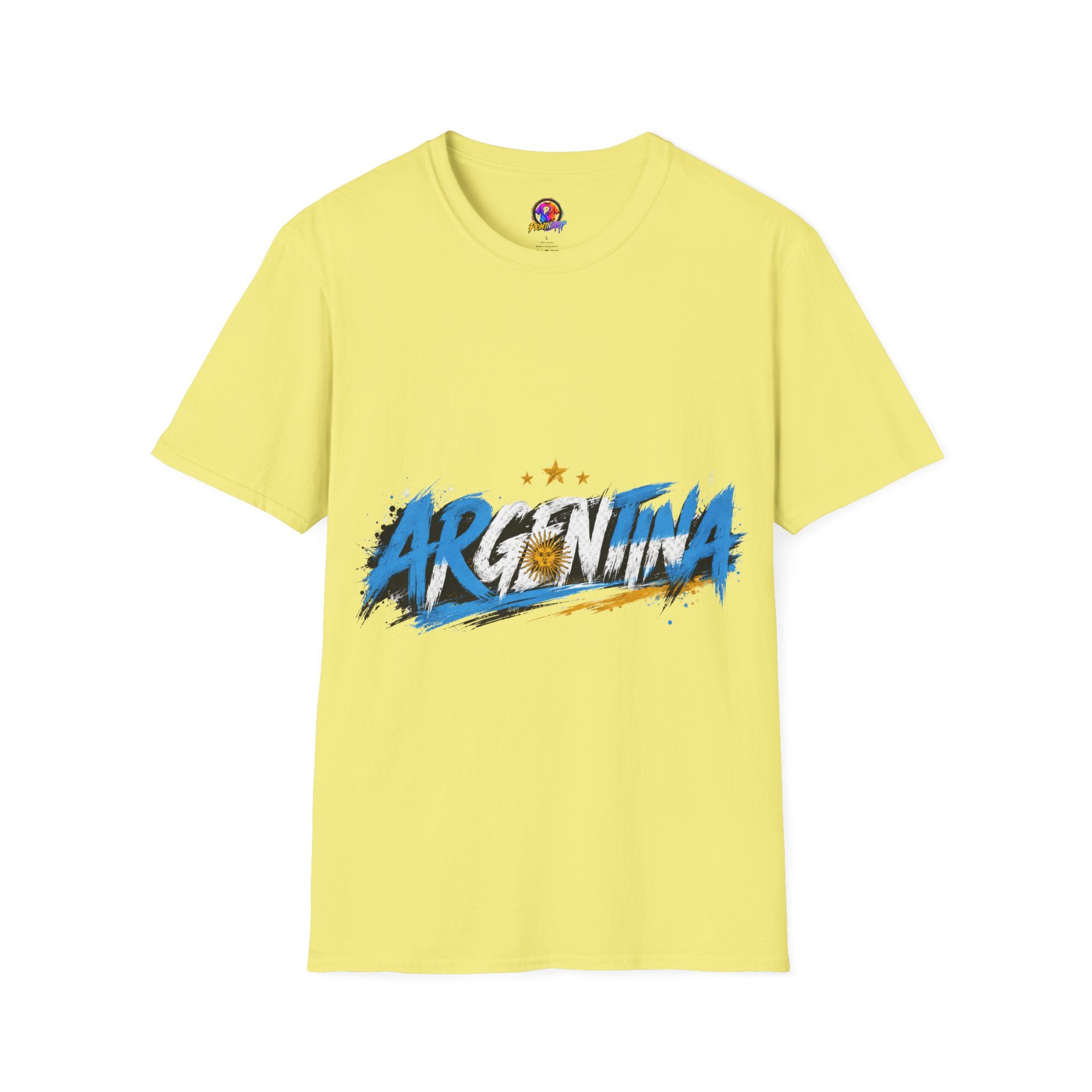 Argentina Graffiti T-Shirt — Soccer Fan Tee with Three Stars & Sun Emblem