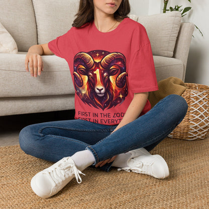 Aries Zodiac Ram Graphic T-Shirt — 'First in the Zodiac' Astrology Tee