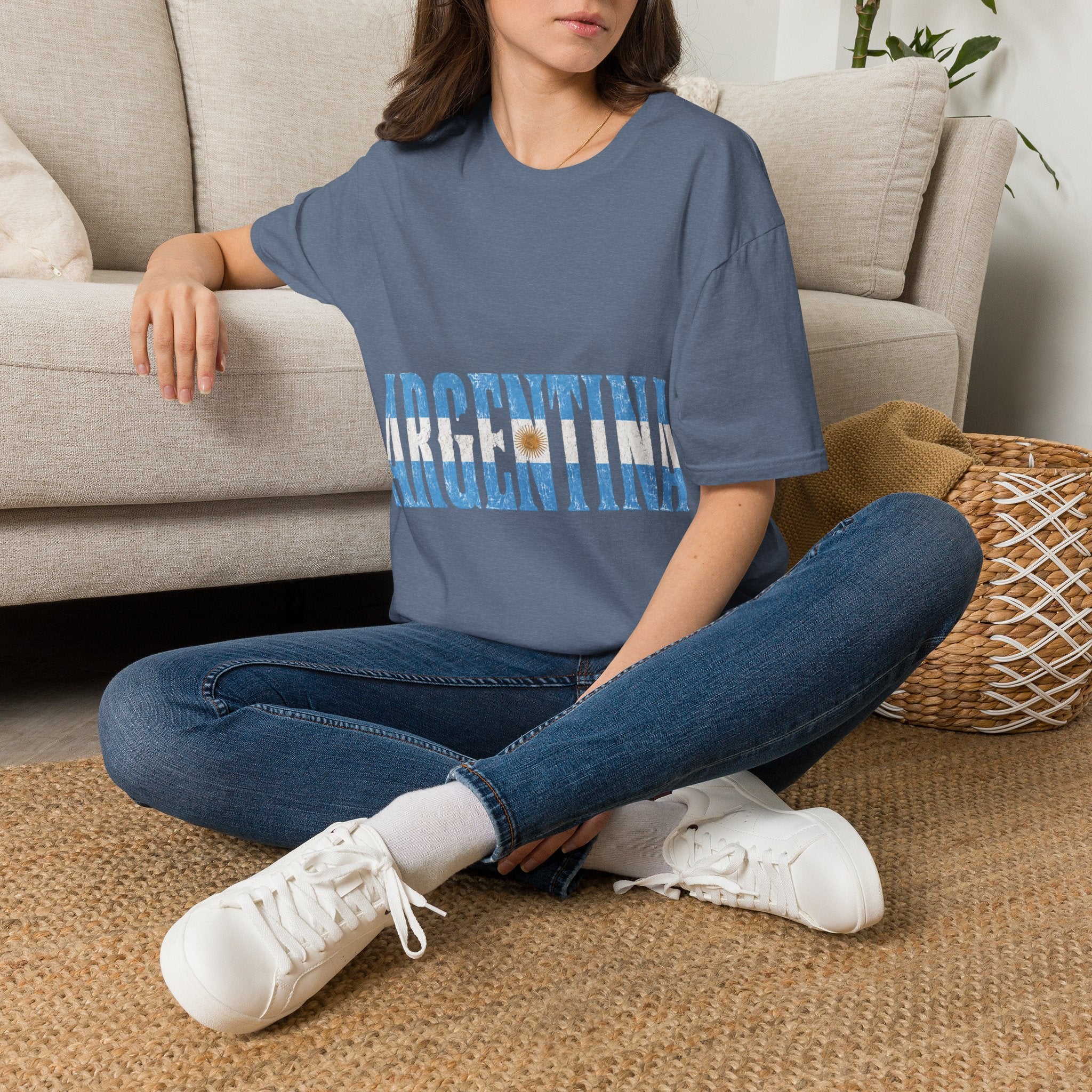 Argentina Beach Vibes T-Shirt — Distressed Blue "ARGENTINA" Graphic