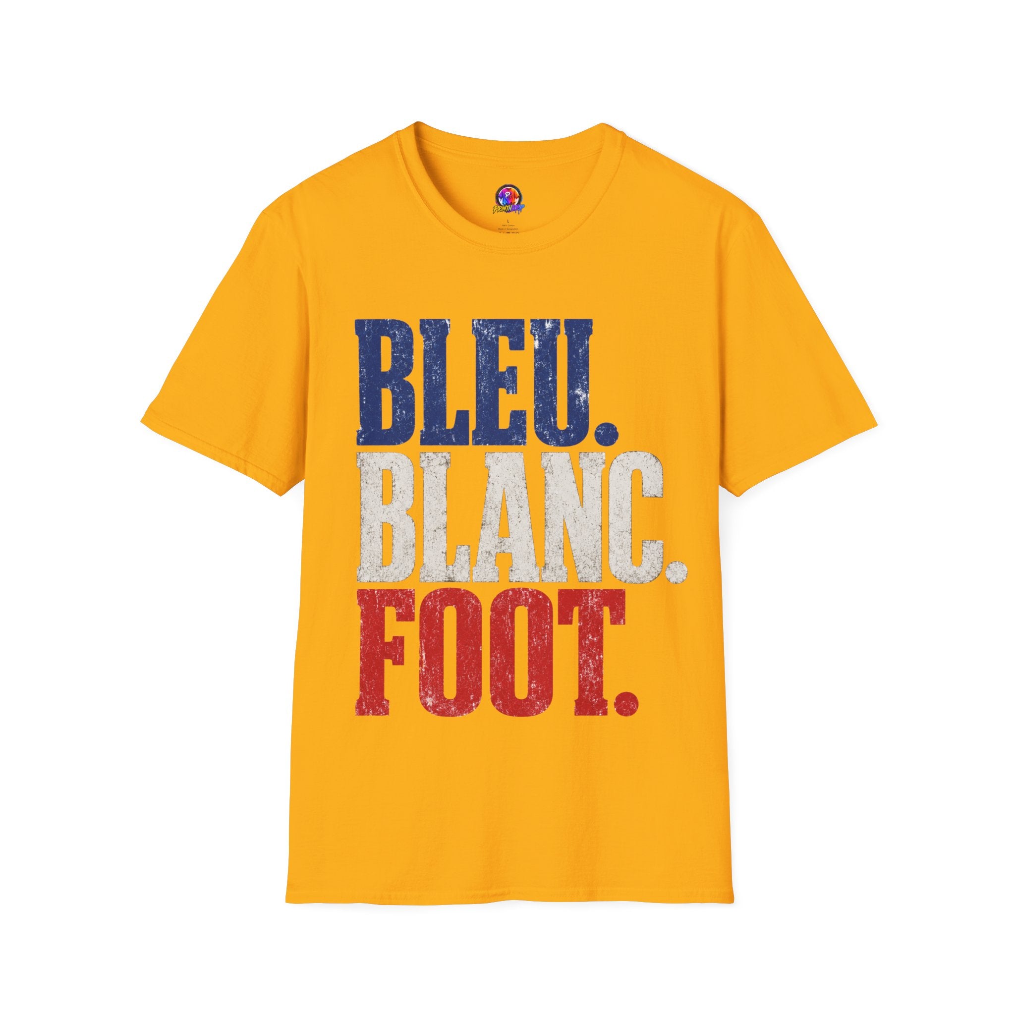 France T-Shirt — Bleu Blanc Foot Vintage French Flag Soccer Graphic Tee