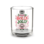 Christmas Glass Mug 10 oz Holly Jolly Glass Mug — 10oz Christmas Holiday Coffee Cup