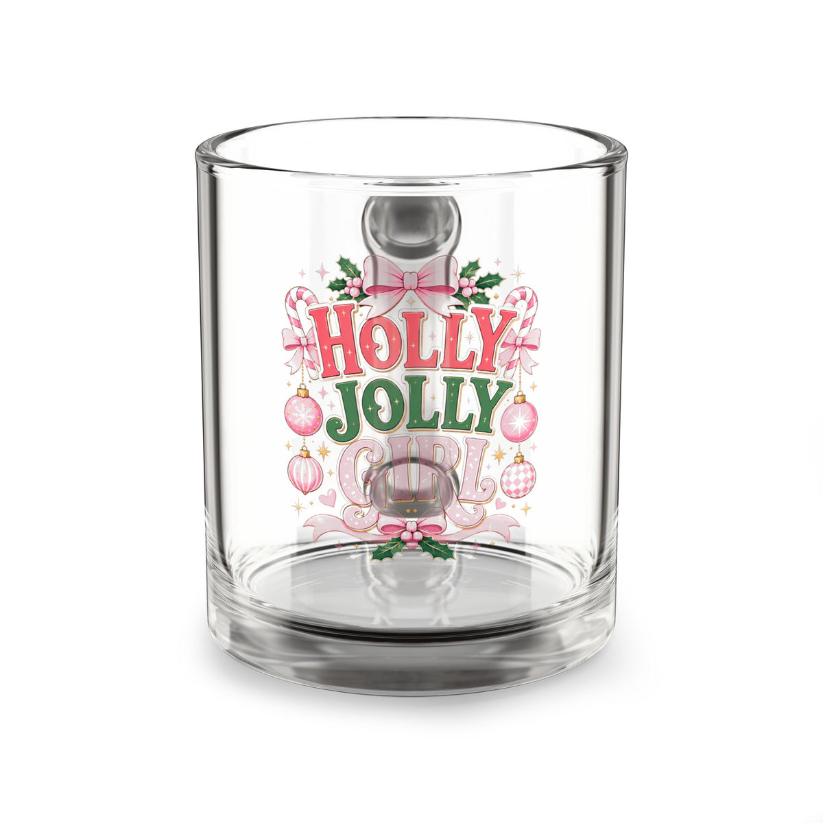Christmas Glass Mug 10 oz Holly Jolly Glass Mug — 10oz Christmas Holiday Coffee Cup