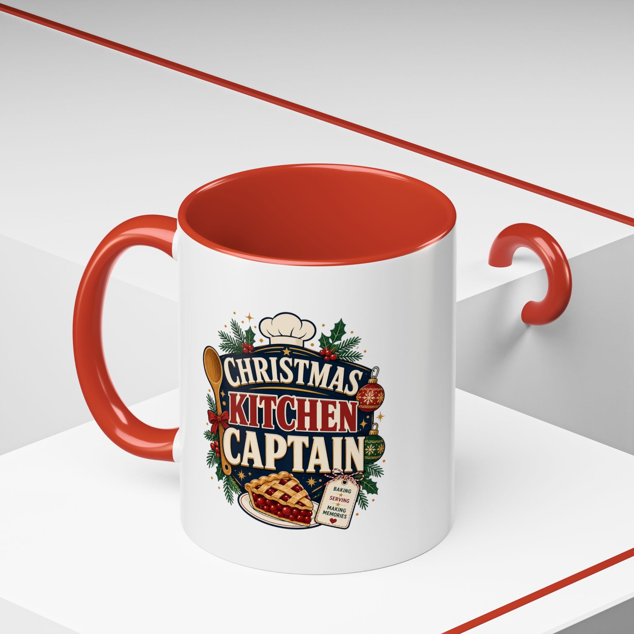 Modern Day Christmas Kitchen Captain Accent Coffee Mug — Holiday Baking Chef Gift (11/15oz)