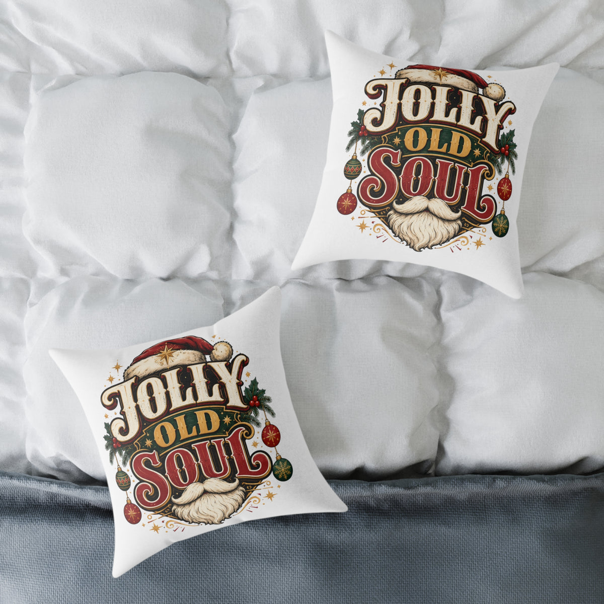Christmas Holiday Pillow — "Jolly Old Soul" Christmas Decorative Throw Pillow