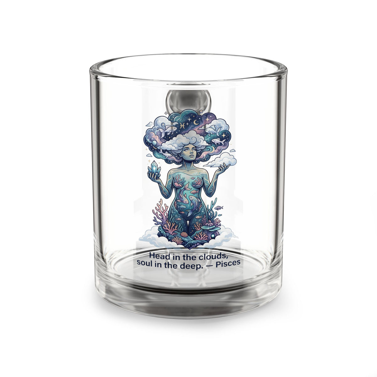 Pisces Art Glass Mug — "Head in the Clouds, Soul in the Deep" 10oz