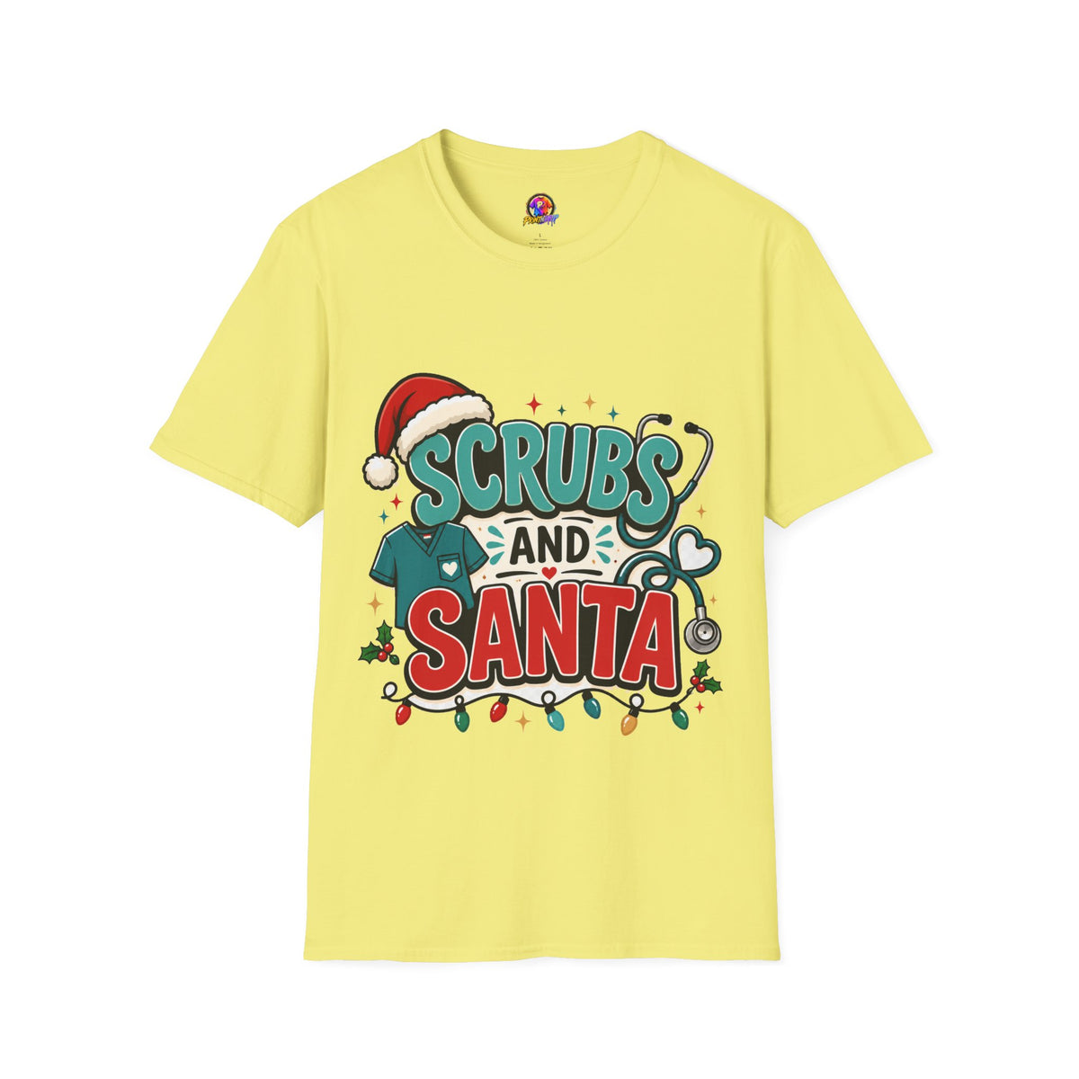 Scrubs and Santa Christmas T-Shirt — Cute Holiday Nurse Tee