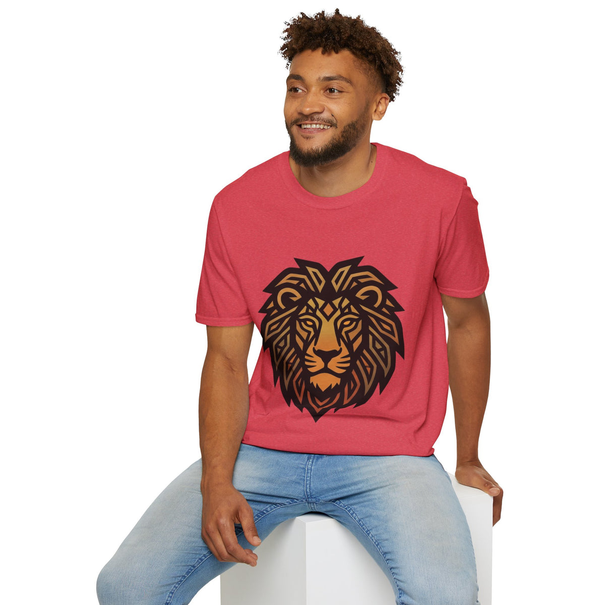 Leo Zodiac Lion Head T-Shirt — Geometric Tribal Lion Graphic Tee